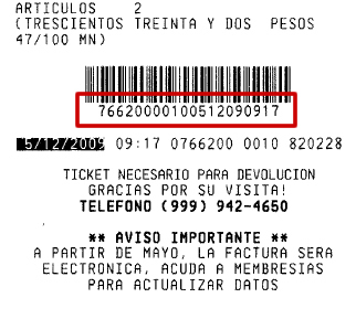 Número de Ticket de Costco