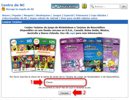 Canjear tarjeta de neopets gratis