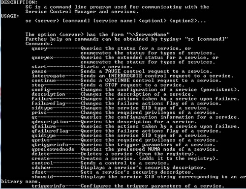 Como iniciar servicios desde la linea de comandos en Windows