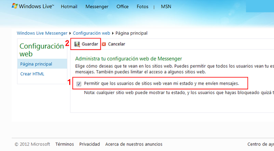 Activar Messenger un widget de messenger para un sitio web