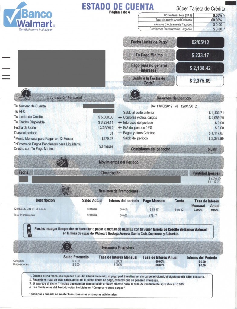 Estado de Cuenta Banco Walmart Explicado