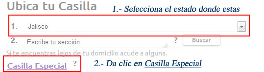 Ubicación de las Casillas Especiales para Votar