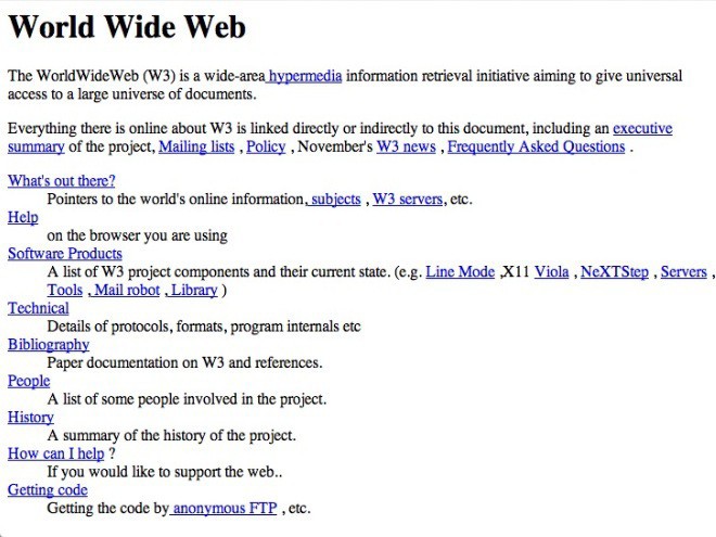 La primera pagina web de la historia