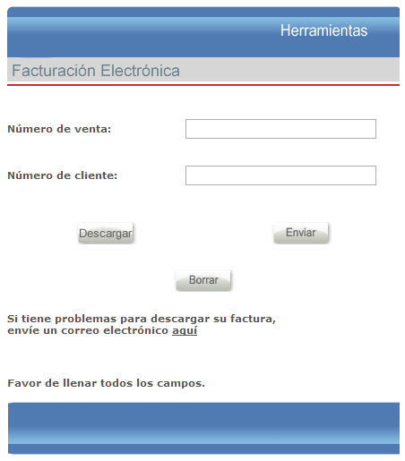 Formulario de Facturación Estafeta