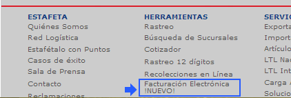 Opción de Facturación Electrónica Estafeta