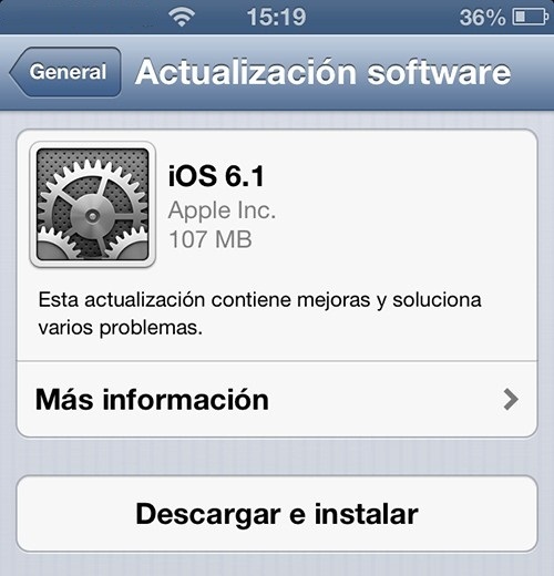 iOS 6.1 actualización