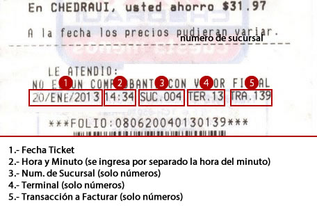 Información de Facturación Electrónica en el Ticket de Chedraui