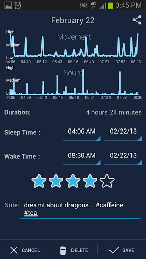 Interfaz de SleepBot - Sleep Cycle Alarm