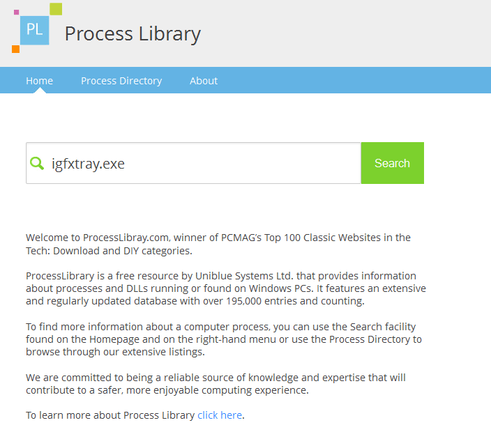 Utilidad Web, Process Library