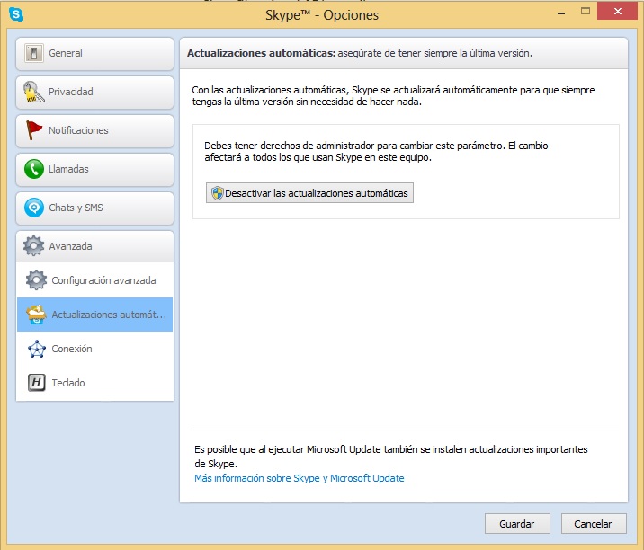 Skype 6.3 deja de funcionar