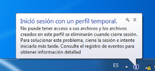 Mensaje de cuenta temporal de Windows