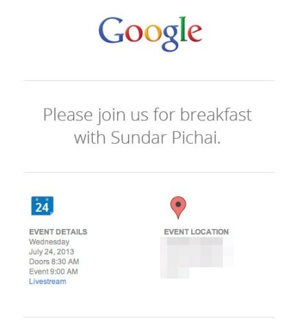 Invitación de Google para su evento el 24 de julio