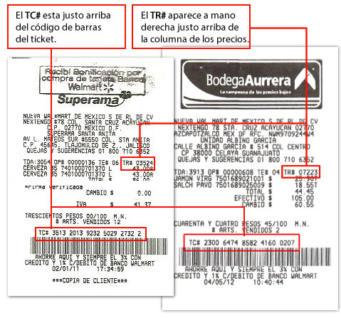 TR y TD Ticket Superama y Bodega Aurrera