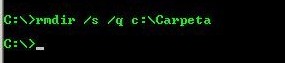 Comando rmdir para borrado masivo de archivos en Windows.