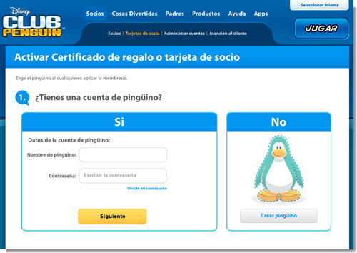 Como activar Certificado de regalo o tarjeta de socio   Club Penguin