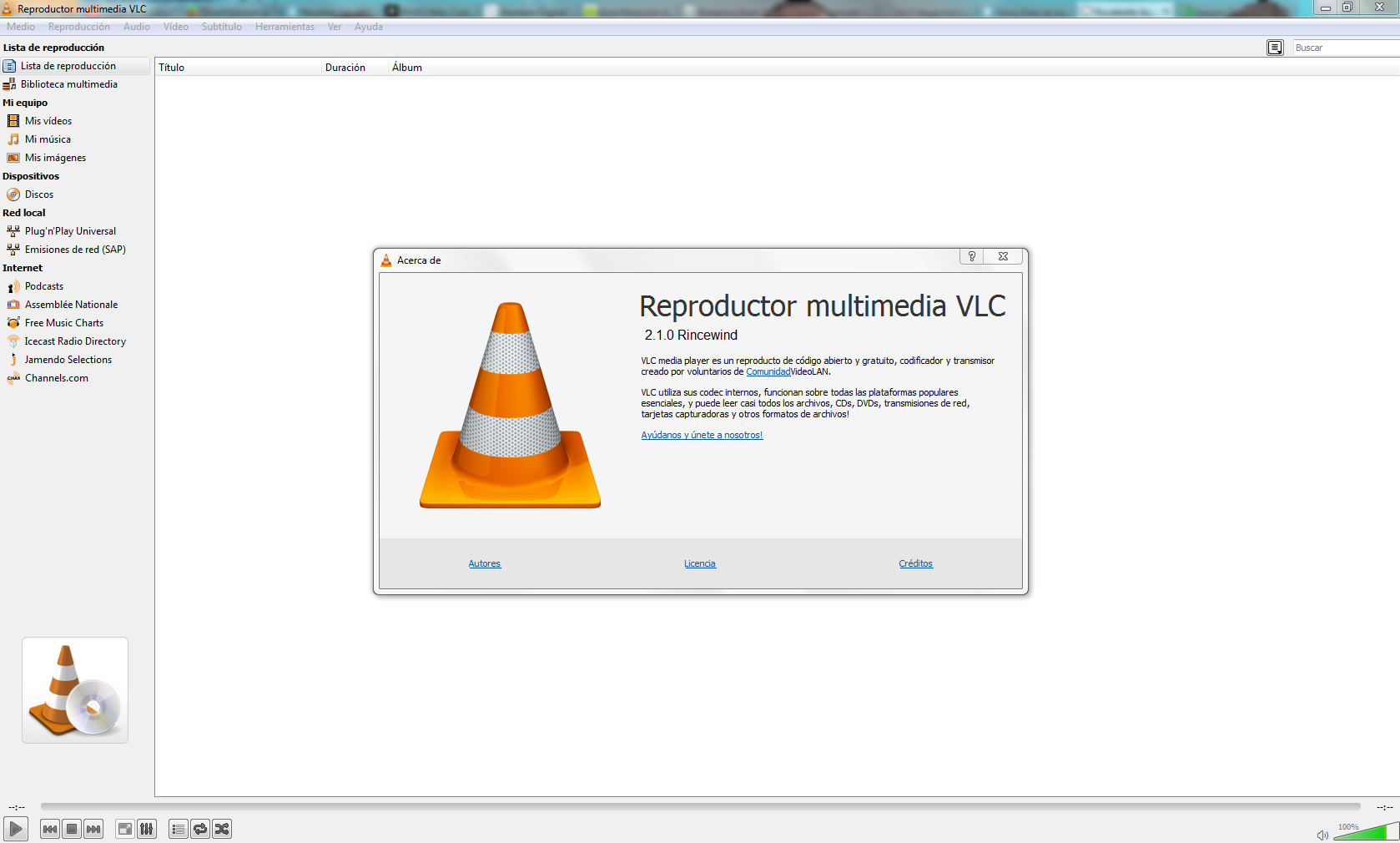 VLC 2.1 Interfaz