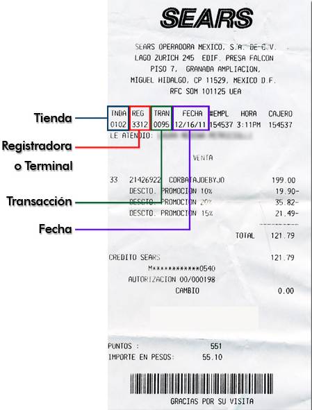 Factura Electrónica SEARS ticket de Compra