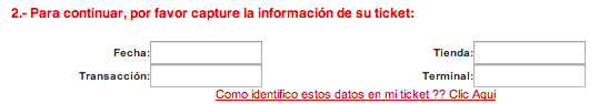 Informacion de Ticket para Facturación Electrónica SEARS