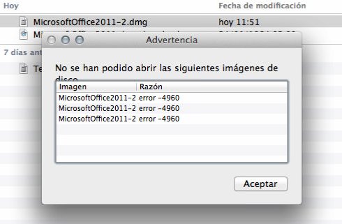 Como solucionar el Error 4960 Office 2011 Mac