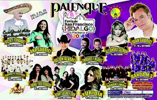 Cartelera artistas Palenque Pachuca 2014