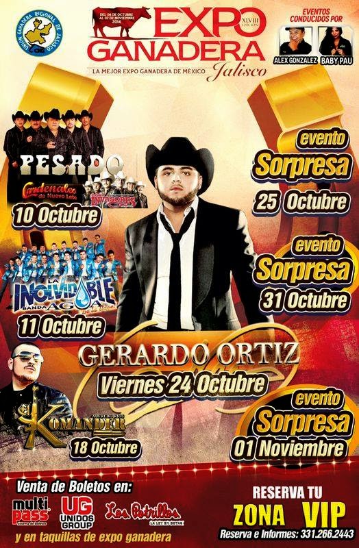 Los dejamos con el poster oficial de los programas de bailes y artistas de la Expo Ganadera Guadalajara 2014