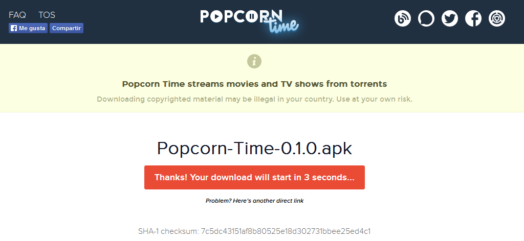 Popcorn Time beta para Android