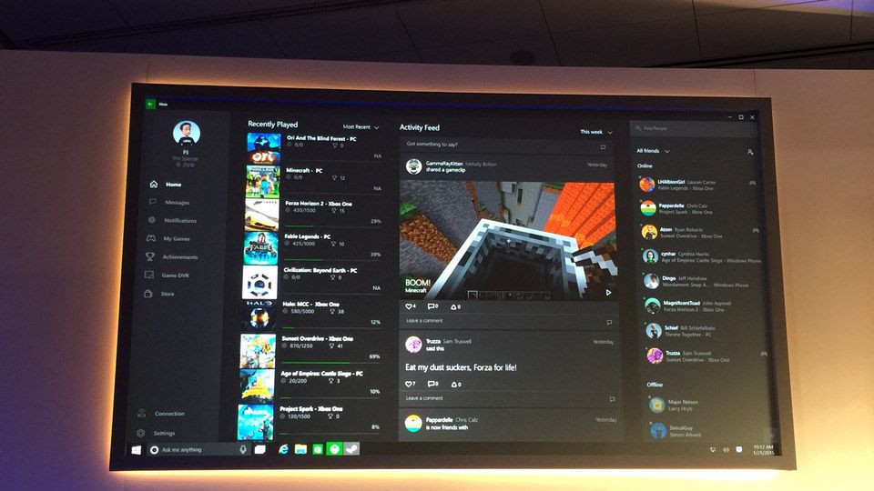 Integracion entre Xbox y  Windows 10