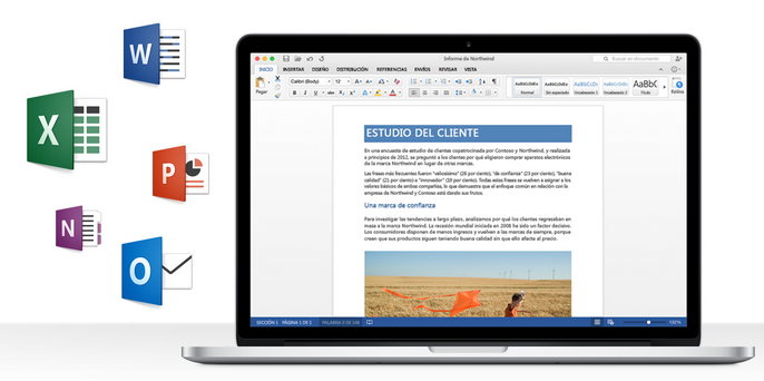 Los programas que instala la suite son Word, Excel, PowerPoint, OneNote y Outlook