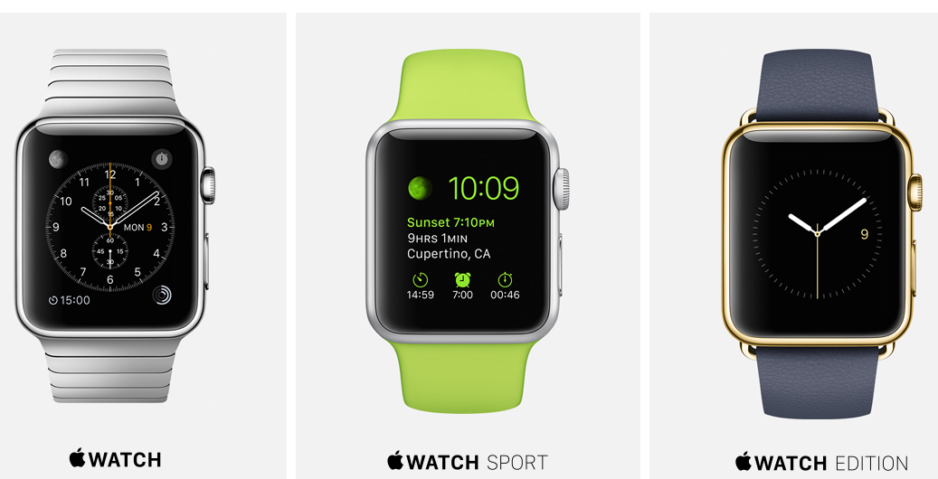 Las 3 versiones del Apple Watch  