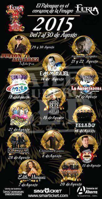 Cartelera de Artistas del Palenque FENAPO 2015