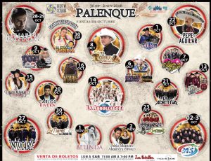 Te dejamos la cartelera de artistas para el Palenque Fiestas de Octubre 2016