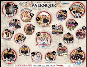 Te dejamos la cartelera de artistas para el Palenque Fiestas de Octubre 2016