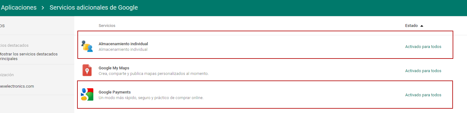 Como habilitar Almacenamiento Individual y Google Payments en G Suite