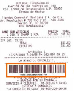 Donde aparece el numero de ticket para facturación electrónica de La Comer, Fresko, City Market 