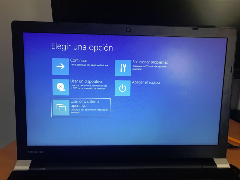 Recuperar Windows 10 falla actualización Abril 2018: Paso 2