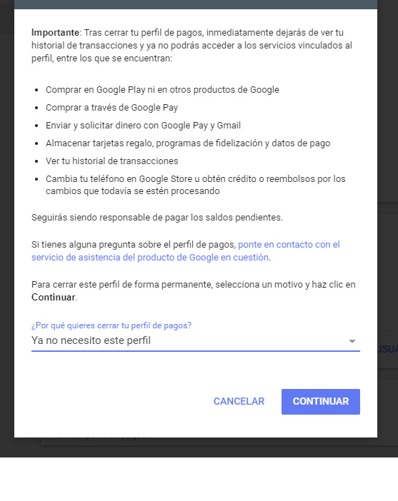 Confirmar Cierre Perfil Google Payments BM-RGCH-06