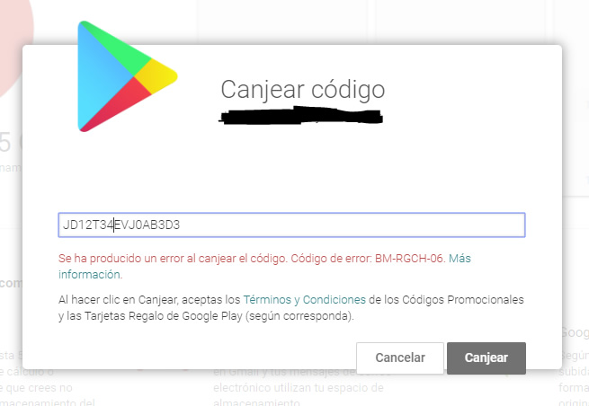 Solucion Error Bm Rgch 06 Al Canjear Tarjeta Google Play 2018 - codigo numero de tarjeta de roblox