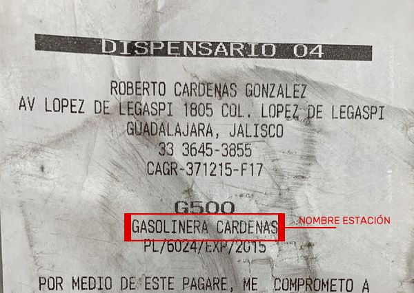 Ticket G500 Nombre estación para CFDI