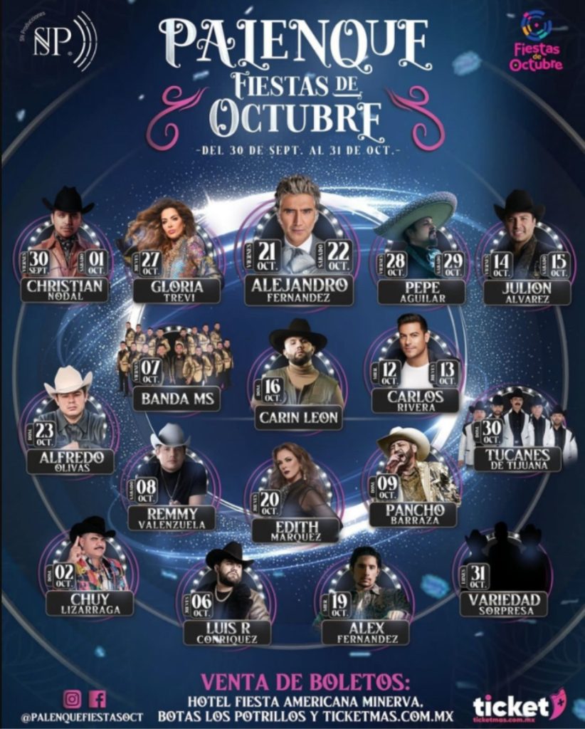 Cartelera Palenque Fiestas Octubre 2022